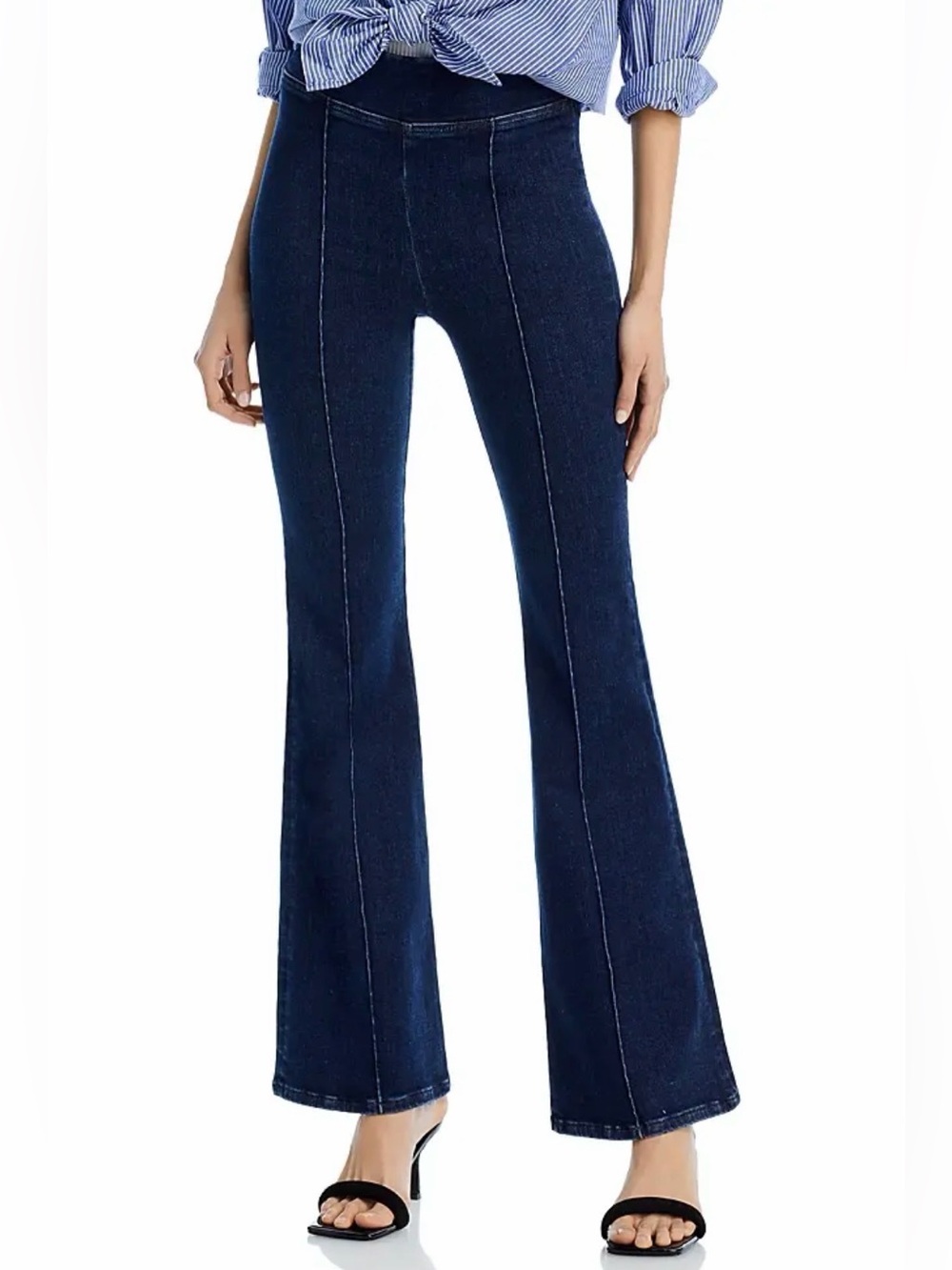 Frame Denim The Jetset High Rise Flare Leg Pintuck Pull On Jeans Size 1